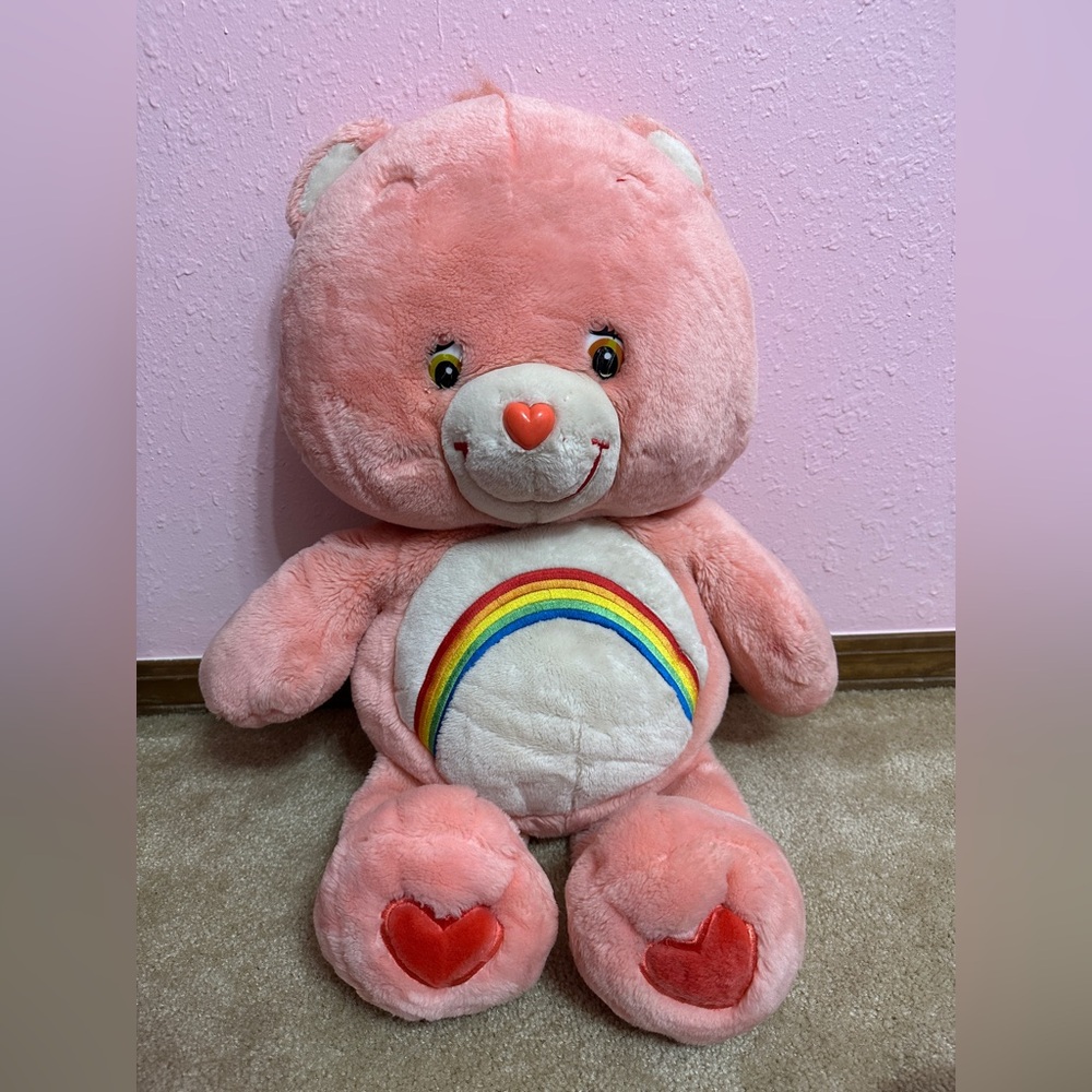 Jumbo Care Bears Cheer Bear Rainbow XL 26” Plush Stuffed Animal Toy Vintage